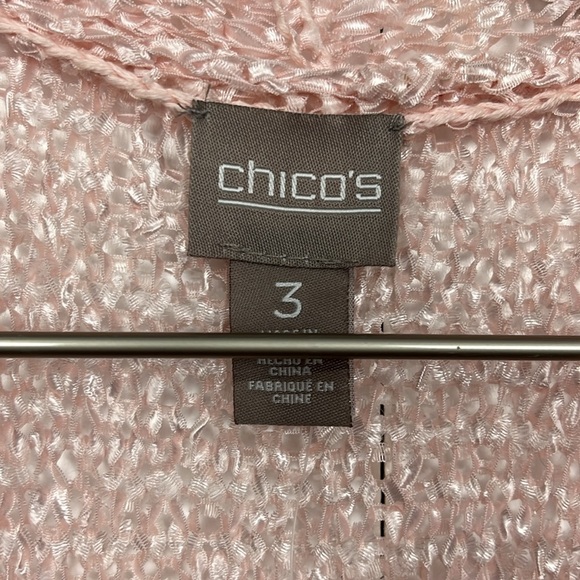 Chico’s Womens Emily Cardigan 3 (XL) Pale Pink Open Front Loose Knit Elegant NWT - Picture 2 of 11